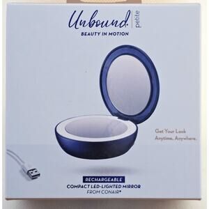 Compact LED Lighted Mirror-Unbound-Conair-USB Cable-Magnification-Handheld-New